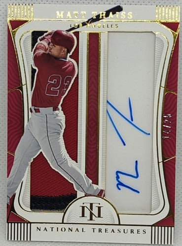 MATT THAISS 2022 Panini National Treasures AUTO JUMBO Jersey PATCH SP /25 Angels