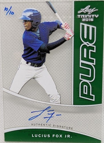 LUCIUS FOX JR. 2015 Leaf Trinity PURE Acetate RC AUTO Green /10 Nationals Giants