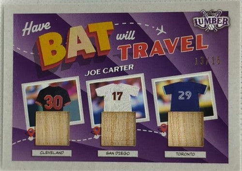 JOE CARTER 2022 Leaf Lumber TRIPLE Game Used BAT RELIC SP #/15 Padres Blue Jays
