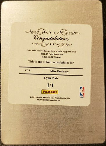 MIKE DUNLEAVY JR 2012-13 Panini Gold Standard PRINTING PLATE #1/1 Bucks Warriors