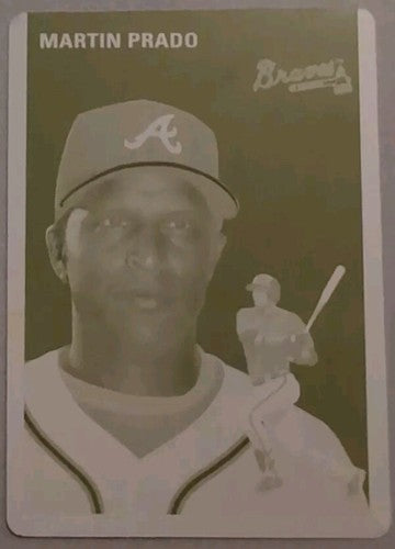 MARTIN PRADO 2012 Topps Archives PRINTING PLATE SP 1/1 of Braves Yankees Marlins