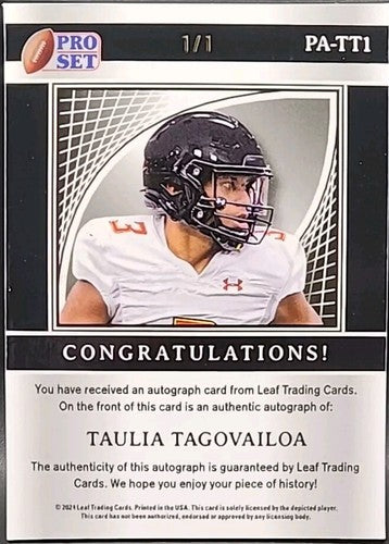 TAULIA TAGOVAILOA 2024 Leaf Pro Set Metal AUTO SKY SP #1/1 Maryland Alabama Tua