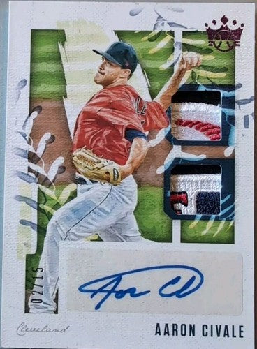 AARON CIVALE 2020 Panini Diamond Kings AUTO DUAL Jersey LOGO PATCH /15 Guardians