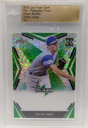 JUSTIN LANGE 2020 Leaft Flash Draft RC PRE-PRODUCTION PROOF #1/1 Padres Yankees