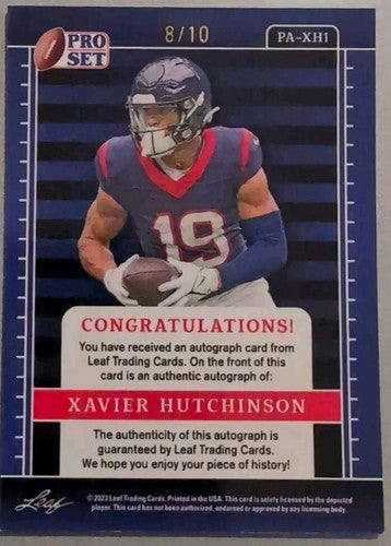 XAVIER HUTCHINSON 2023 Leaf Pro Set Metal XRC AUTO PINK SP #8/10 Texans Cyclones
