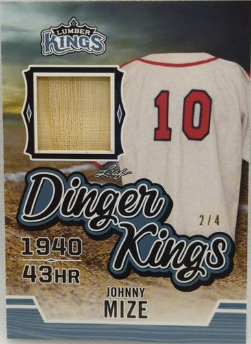 JOHNNY MIZE 2020 Leaf Lumber Game Used BAT Relic Patch Light Blue #2/4 Cardinals