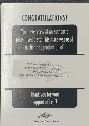 Elvis PRESLEY Frank SINATRA Buddy HOLLY 2019 Leaf Pop Century PRINTING PLATE 1/1
