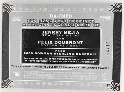 Felix DOUBRONT Jenrry MEJIA 2009 Bowman Sterling DUAL AUTO Black Refractor #/25