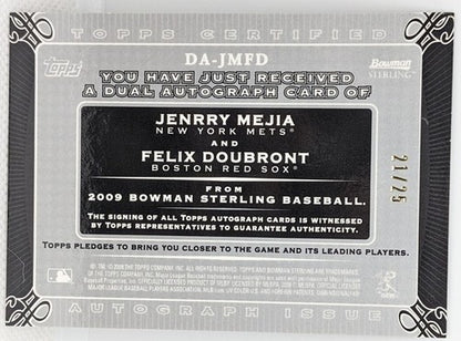 Felix DOUBRONT Jenrry MEJIA 2009 Bowman Sterling DUAL AUTO Black Refractor #/25