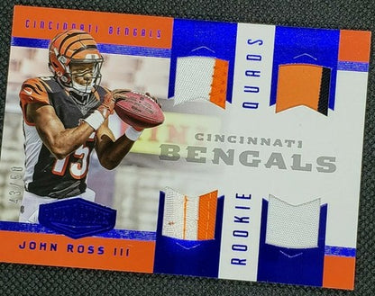 JOHN ROSS III 2017 Panini Plates & Patches RC QUAD Jersey PATCH SP #/50 Bengals