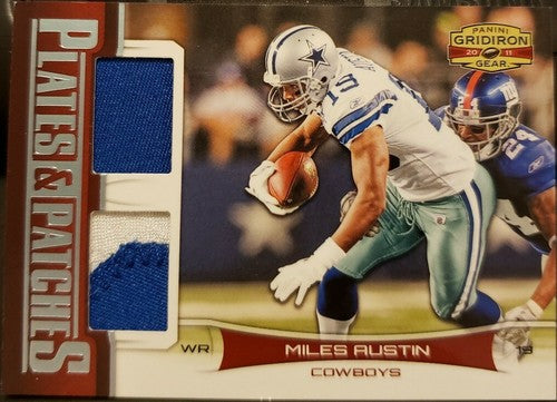 MILES AUSTIN 2011 Gridiron Gear Plates DUAL Game Used Jersey PATCH #/100 Cowboys