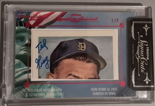 TED GRAY 2013 TriStar SignaCuts Bronx Edition Buyback CUT AUTO #1/5 Yankees WWII