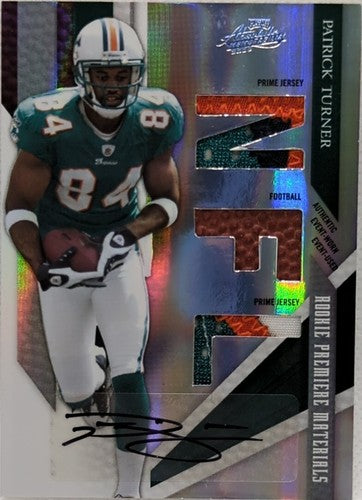PATRICK TURNER 2009 Playoff Absolute Memorabilia AUTO TRIPLE PATCH #/10 Dolphins