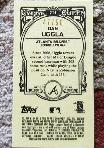 DAN UGGLA 2013 Topps Gypsy Queen MLB SEPIA Mini SP #47/50 Atlanta Braves #211