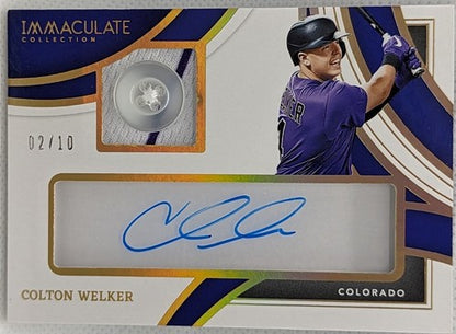 COLTON WELKER 2022 Panini Immaculate DUAL AUTO Jersey BUTTON PATCH #2/10 Rockies