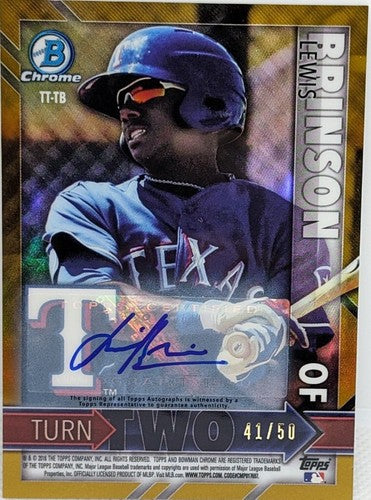 Lewis BRINSON Dillon TATE 2016 Bowman Chrome DUAL AUTO Gold SP /50 Texas Rangers