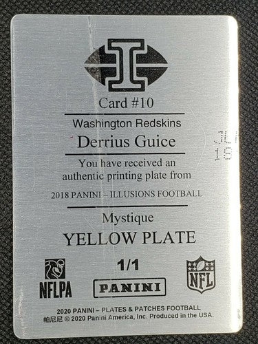 DERRIUS GUICE 2018 Panini Illusions Mystique RC PRINTING PLATE SP #1/1 Redskins