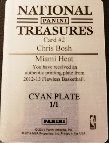 CHRIS BOSH 2012-13 Panini Flawless PRINTING PLATE SP #1/1 Miami Heat Raptors NT