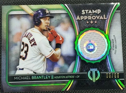 MICHAEL BRANTLEY 2020 Topps Tribute Game Used JERSEY Relic Green SP #/99 Astros