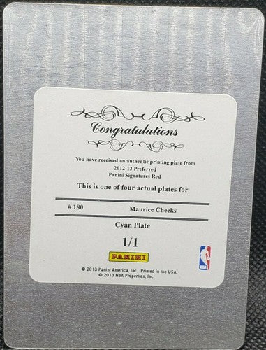 MAURICE MO CHEEKS 2012-13 Panini Preferred PRINTING PLATE SP #1/1 76ers One of