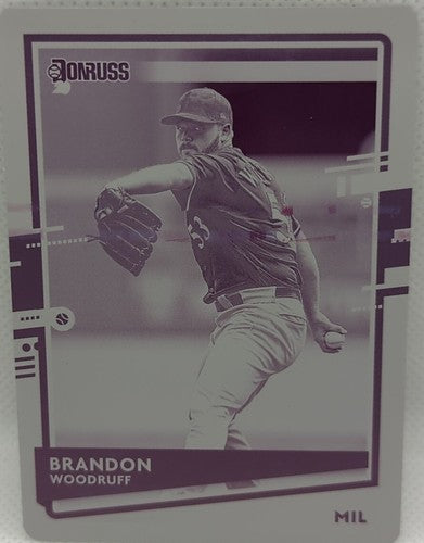 BRANDON WOODRUFF 2020 Panini Donruss PRINTING PLATE 1/1 Milwaukee Brewers One of