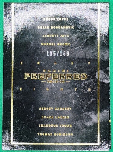 Brook LOPEZ Bojan BOGDANOVIC YOUNG JACK 2015-16 Preferred 8 JERSEY BOOKLET Nets