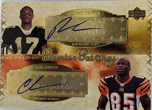 Chad JOHNSON Robert MEACHEM 2007 UD Premier DUAL AUTO SP #9/25 Bengals Ochocinco