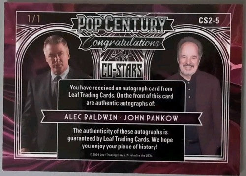 Alec BALDWIN John PANKOW 2024 Leaf Pop Century DUAL AUTO BLACK #1/1 Beetlejuice