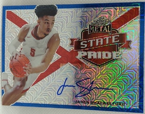 JADEN SHACKELFORD 2021-22 Leaf Metal State Pride RC AUTO Blue Mojo #9/20 Thunder