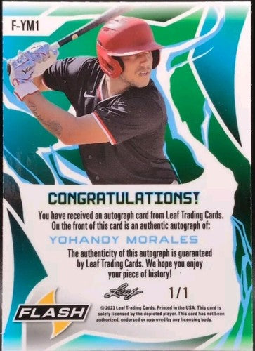 YOHANDY MORALES 2023 Leaf Eclectic Flash RC AUTO OIL SPILL SPARKLE 1/1 Nationals
