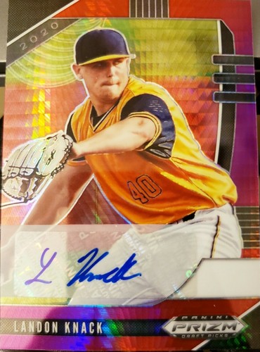 LANDON KNACK 2020 Panini Prizm Draft Picks Red Purple Hyper Parallel AUTO Dodger