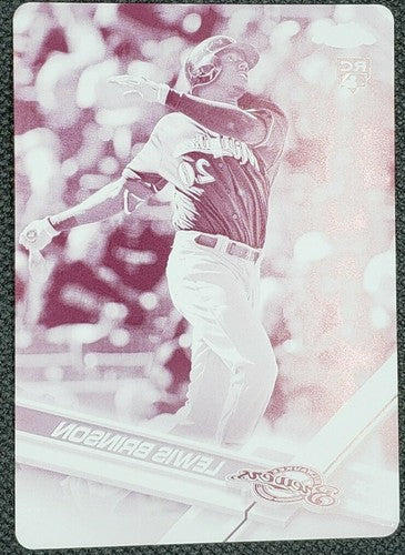 LEWIS BRINSON 2017 Topps Holiday Box Target RC PRINTING PLATE 1/1 Marlins Brewer