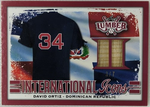 ð´ DAVID ORTIZ 2021 Leaf Lumber DUAL Game Used BAT Relic Patch 3/7 Red Sox Twins