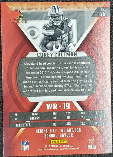 COREY COLEMAN 2017 Panini XR Football Short-Print GOLD SP #5/10 Cleveland Browns