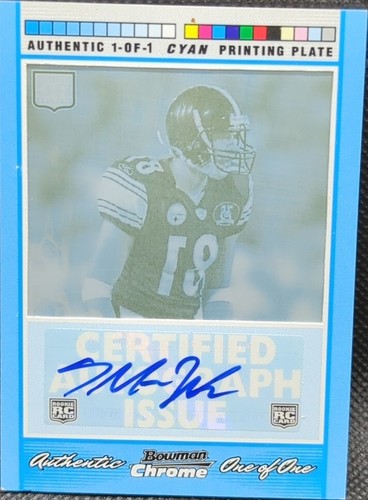 DALLAS BAKER 2007 Topps Bowman Chrome RC AUTO PRINTING PLATE 1/1 Steelers One of