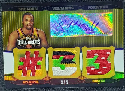 SHELDEN WILLIAMS 2006-07 Topps Triple Threads RC DUAL AUTO JERSEY PATCH Gold #/9