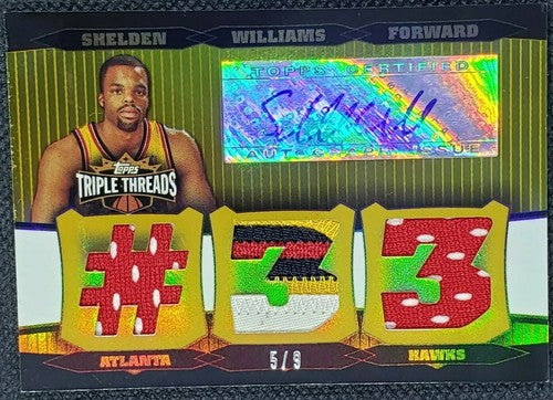 SHELDEN WILLIAMS 2006-07 Topps Triple Threads RC DUAL AUTO JERSEY PATCH Gold #/9