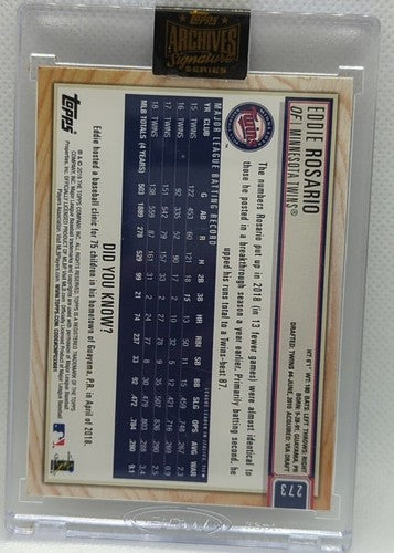 EDDIE ROSARIO 2022 Topps Archives 2019 Big League AUTO SP #1/1 Twins Braves of