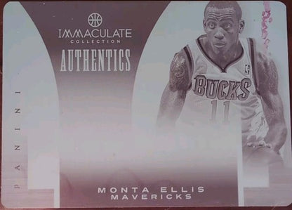 MONTA ELLIS 2012-13 Panini Immaculate PRINTING PLATE SP #1/1 Mavs Bucks Warriors
