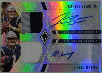 Jarrett STIDHAM N'Keal HARRY 2019 Panini Phoenix RC DUAL AUTO PATCH /50 Patriots