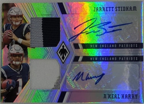 Jarrett STIDHAM N'Keal HARRY 2019 Panini Phoenix RC DUAL AUTO PATCH /50 Patriots