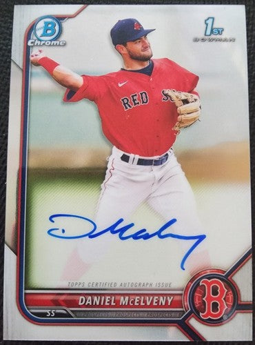 DANIEL McELVENY 2022 Topps Bowman Chrome RC Prospect 1st AUTO Boston Red Sox DMY