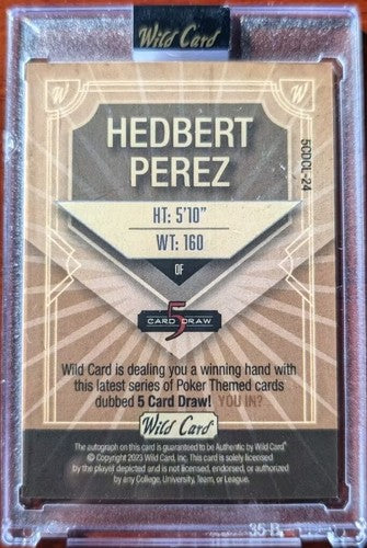 HEDBERT PEREZ 2023 Wild Card 5 Draw RC AUTO BLACK RAINBOW FOIL SP 1/1 Brewers of