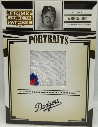 KAZUHISA ISHII 2005 Prime Patches Portraits Game Used Jersey SLEEVE LOGO SP #/33