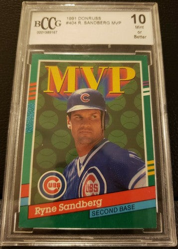 RYNE SANDBERG 1990 Leaf MVP BCCG Graded 10 Mint Chicago Cubs Hidden Treasures SP