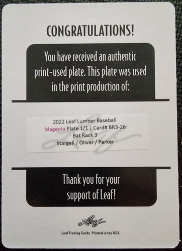 Willie STARGELL Dave PARKER Al OLIVER 2022 Lumber PRINTING PLATE SP #1/1 Pirates
