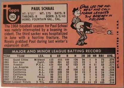 PAUL SCHAAL 2014 Topps 75th Anniversary Silver Stamped BuyBacks 1969 #352 Royals