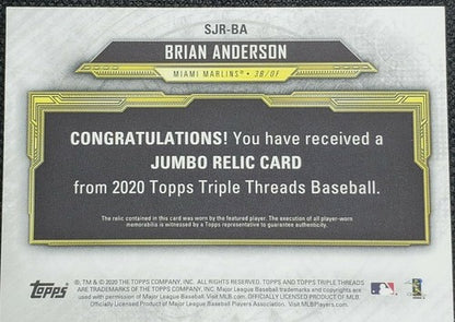 BRIAN ANDERSON 2020 Topps Triple Threads Amethyst JUMBO JERSEY Relic /27 Marlins