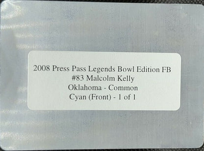 MALCOLM KELLY 2008 Press Pass Legends RC PRINTING PLATE SP #1/1 Oklahoma One of