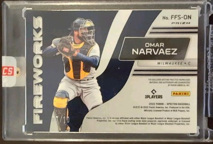 OMAR NARVAEZ 2022 Panini Spectra Fireworks AUTO QUAD Jersey PATCH GOLD PRIZM /10